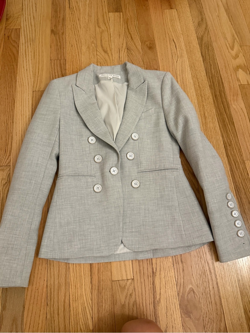 Veronica Beard Light Gray Double-Breasted Blazer